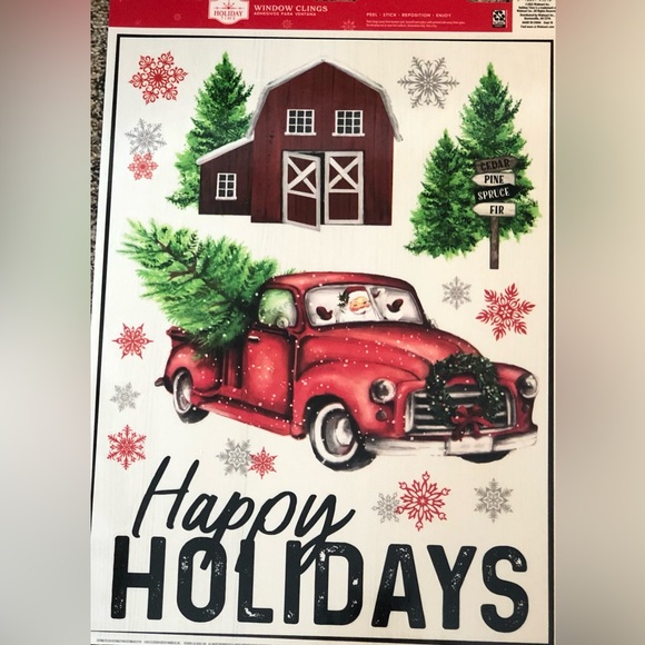 Holiday Time | Holiday | Vinyl Static Window Clings Christmas Red ...
